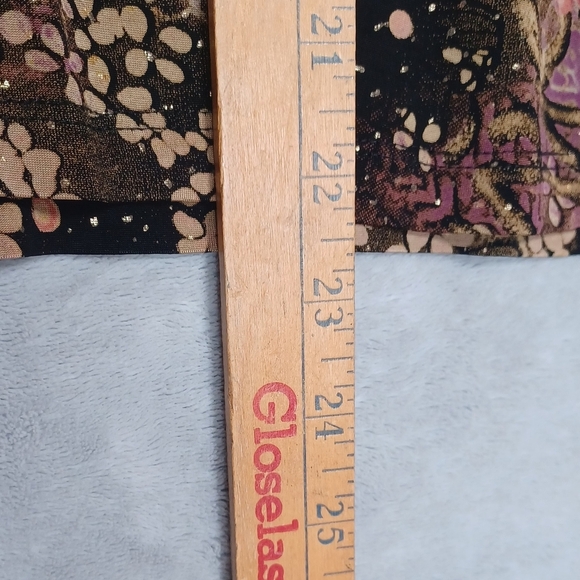 Women’s Y2K Floral Top XL Slinky Knit 3/4 Sleeve Scoop Neck Retro Boho Blouse - Picture 9 of 9